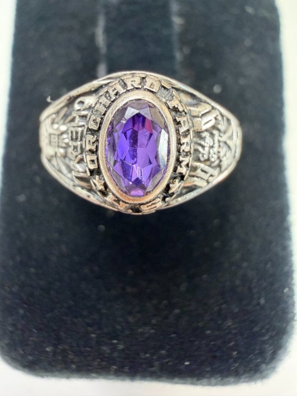 Vintage Signed Chery 1991 Class Ring Purple Stone Gold Tone GE Women's Sz 5